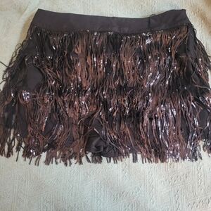 SHEIN Black Fringed Mini Skirt